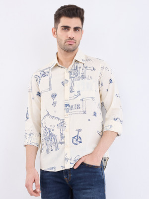 Spykar Men Printed Casual White Shirt