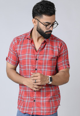 Tanip Men Checkered Casual Red Shirt