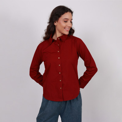 Modyne Fashions Women Solid Formal Red Shirt