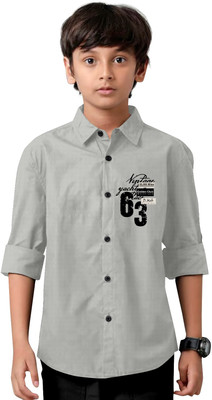 LAADLI Boys Printed Casual Grey Shirt