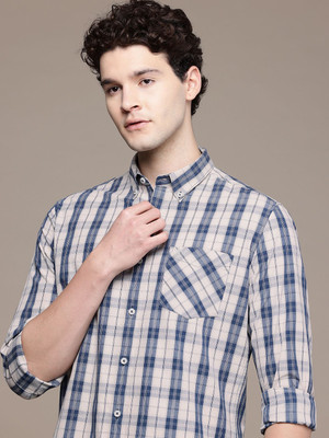 French Connection Men Checkered Casual Green Shirt