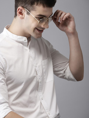 HERE&NOW Men Solid Casual White Shirt
