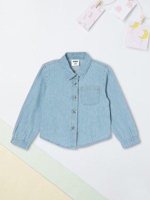 MAX Girls Solid Casual Blue Shirt