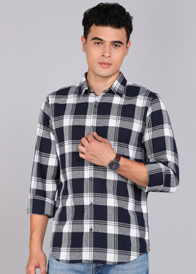 WROGN Men Checkered Casual Blue Shirt