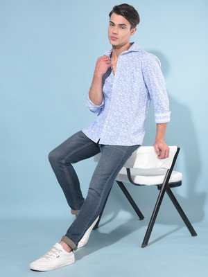 CRIMSOUNE CLUB Men Printed Casual Blue Shirt