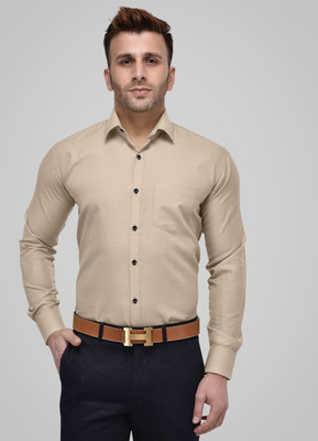 Shirwala Trend Men Self Design Casual Beige Shirt