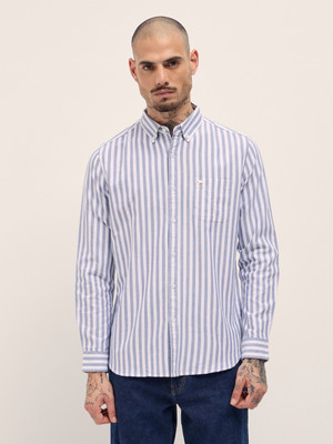 THE BEAR HOUSE Men Striped Casual Blue Shirt