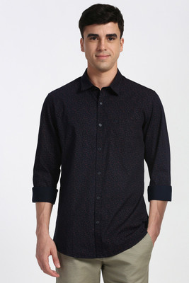 PETER ENGLAND Men Printed Casual Dark Blue Shirt