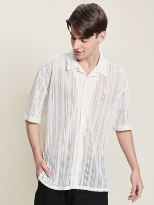 Bene Kleed Men Solid Casual White Shirt