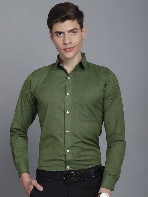 Majestic Man Men Solid Formal Green Shirt