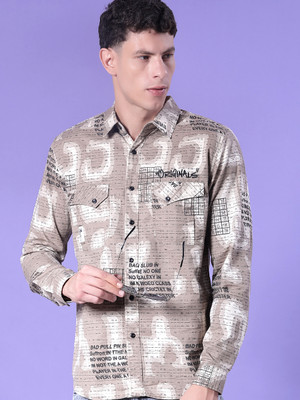 V-MART Men Printed Casual Brown Shirt