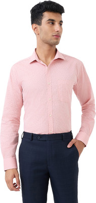 PARK AVENUE Men Checkered Formal Orange Shirt
