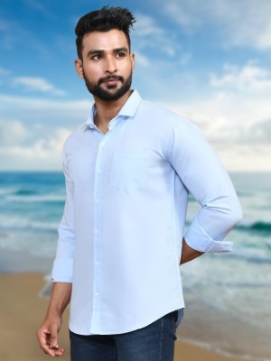 Urbany Men Solid Formal Light Blue Shirt