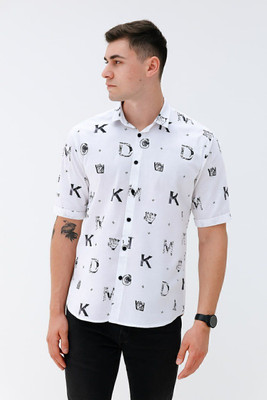 Manamrut Men Printed Casual White Shirt