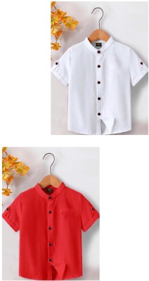 ESTHERCHARM Boys Solid Casual White, Red Shirt(Pack of 2)