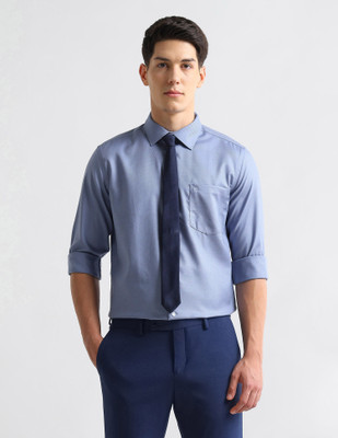ARROW Men Self Design Formal Blue Shirt
