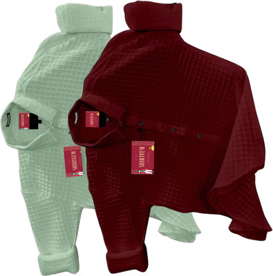 Shirteum Men Self Design Casual Red, Green Shirt(Pack of 2)