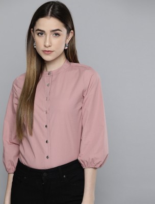 JIYA SAREES Women Solid Casual Pink Shirt