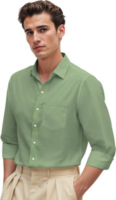 FR Men Solid Formal Green Shirt