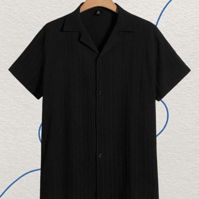 Dharamraj Fashion Men Self Design Casual Black Shirt