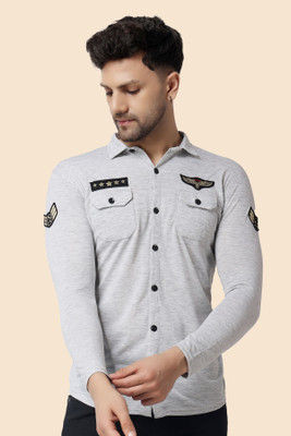 Lawful Casual Men Printed Casual Grey Shirt