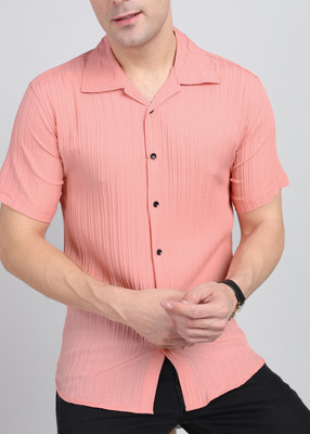 Surhi Men Solid Casual Pink Shirt