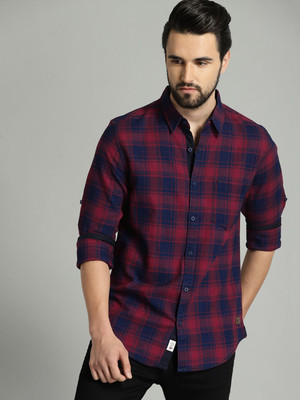 Roadster Men Checkered Casual Blue Shirt
