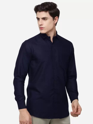 SilverBuck Men Solid Casual Dark Blue Shirt