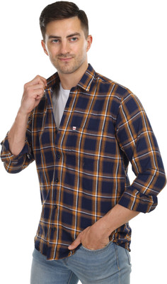 Trending Ayansh Men Solid Casual White, Dark Blue, Orange Shirt