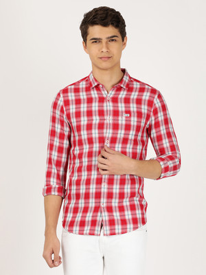 Wrangler Men Checkered Casual Red Shirt