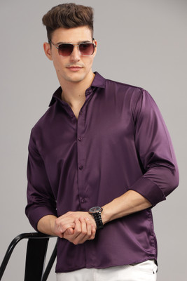BS BLUE SQUAD Men Solid Casual Purple Shirt