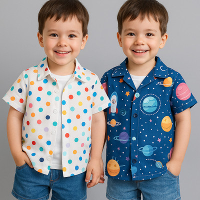 SVHFashion Boys Printed Casual Multicolor Shirt(Pack of 2)