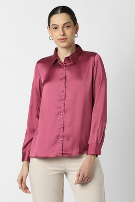 VAN HEUSEN Women Solid Formal Pink Shirt