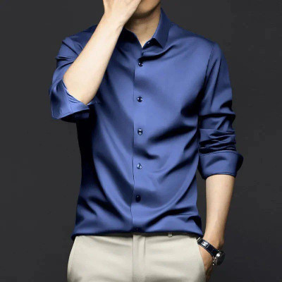 The style grove Men Solid Casual Blue Shirt