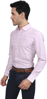 MUTAQINOTI Men Checkered Formal Pink, Black Shirt