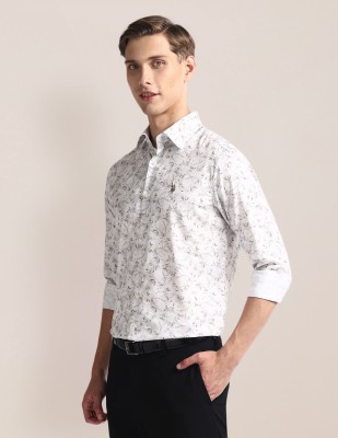 U.S. POLO ASSN. Men Printed Casual White Shirt