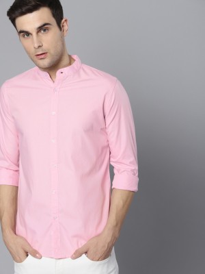 Dennis Lingo Men Solid Casual Pink Shirt