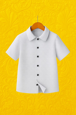 RFCREATION Boys Self Design Casual White Shirt