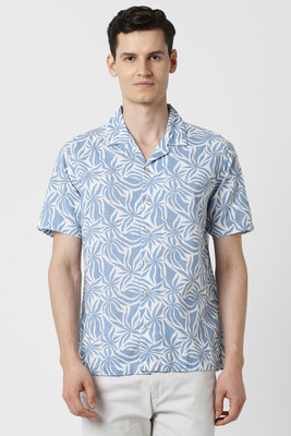 PETER ENGLAND Men Printed Casual Light Blue Shirt