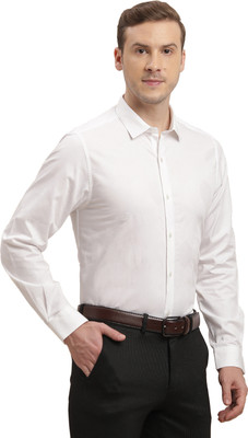 TURTLE Men Self Design Formal White Shirt