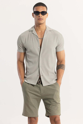 Snitch Men Self Design Casual Grey Shirt
