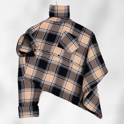HEJAMAA CREATION Men Checkered Casual Cream Shirt