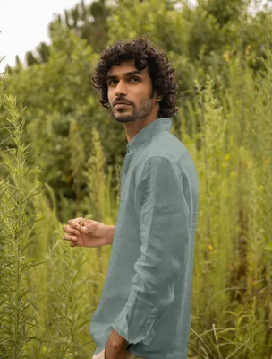 KE CREATION Men Solid Casual Green Shirt