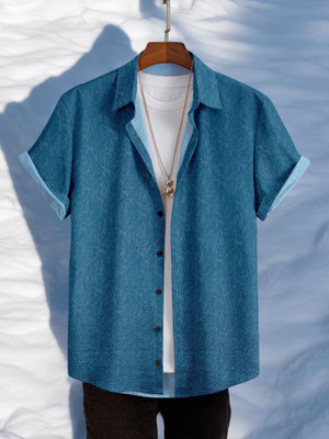 GCFAB Men Printed Casual Blue Shirt