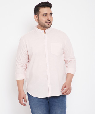 Instafab Plus Men Solid Casual Pink Shirt