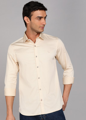 KILLER Men Solid Casual Beige Shirt