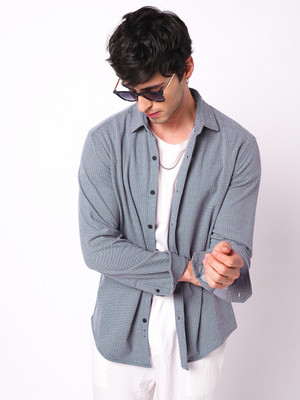 VASTRADO Men Self Design Casual Blue Shirt