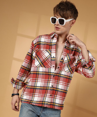 CAMPUS SUTRA Men Checkered Casual Red Shirt