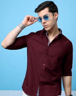 TRENDING LAXMI TREND Men Solid Casual Maroon Shirt(Pack of 2)