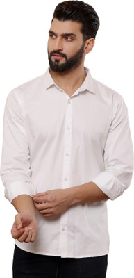 Vastra Men Solid Casual White Shirt